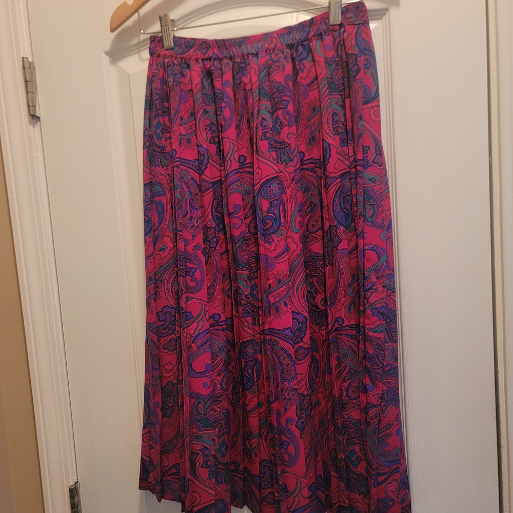 Vibrant Pink and Blue Paisley Skirt